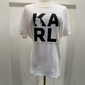 Karl Lagerfeld White and Black Short Sleeve Tee